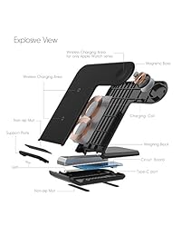 Cargador inalámbrico con adaptador QC3.0 DoSHIN 2 en 1 soporte de cargador inalámbrico 10 W Estación de carga rápida compatible con iWatch Series 4 3 2 1, iPhone Xs XR XS MAX X 8Plus, Samsung Galaxy S10, Negro3
