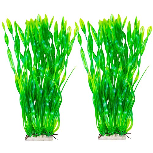 CousDUoBe Large Artificial Aquatic Plants, Artificial Seaweed Plant for Aquarium Decoration，14.2-inch (2 Packs)