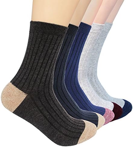 Sakya Men's 5 Pack Patterned Casual Business Long Crew Dress Socks (Vintage-chic)