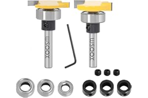 WSOOX Top Bearing Slot Cutting Router Bits Set Biscuit Bit and 1/4 Cutting Height Undercut Bit with 3 Different Size Bearings for Decking Board Installing,Slotting, Biscuiting,Surfacing,Rabbetting.