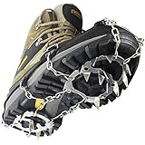 Ice &amp; Snow Cleats Crampon - YUEDGE Universal 18 Teeth (2017 updated version) Stainless Steel Ice Grippers Traction Cleats For Winter Walking Hiking