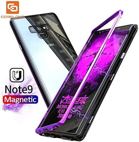 Magnet Flip Case for Samsung Galaxy S8 S9 Plus Note 9 8 Clear Tempered Glass Magnetic Adsorption Cover for Samsung S9 S7 Edge (Transparent Blue - for Samsung S9 Plus)