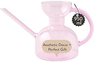 Modern Sprout Plant Watering Can - Handcrafted from Borosilicate Glass - Long Spout Vessel for Indoor Plants - 32 Oz Capacity - Multipurpose Watering Can and Flower Vase for Houseplants (Blush)