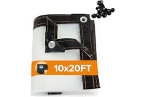 BeGrit Clear Tarps Waterproof Transparent Tarpaulin with Grommets, Dustproof Rainproof Windproof for Greenhouse Garden Patio,with 18 PCS Ball Bungee Cords, 10 x 20ft