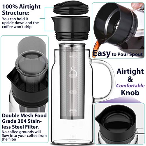 SAMBANGAN 100 Airtight Cold Brew Iced Coffee Maker 1.0L / 34oz with