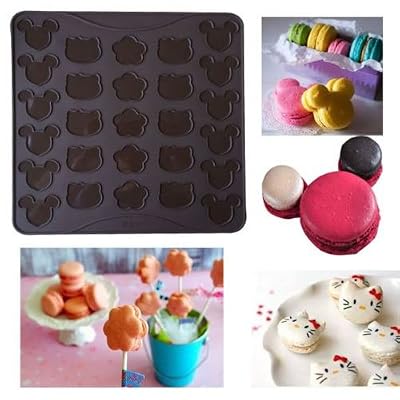 Micky Kitty Flower Macaron Decorating Pen with 6 Models Silicone Mat Sheet Tray Cake Baking Mold