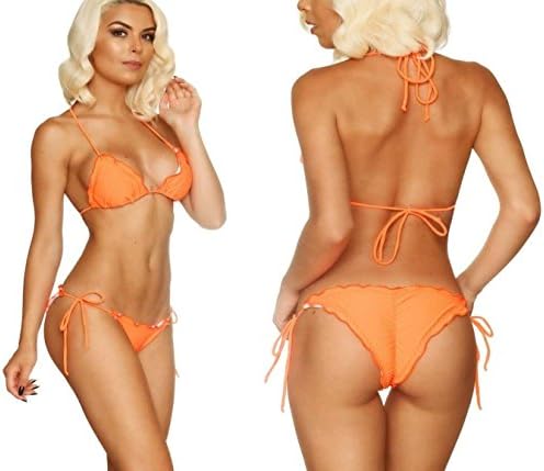 COQUETA Brazilian Bikini Scrunch Set Wavy Sexy Teeny Swimsuit Skimpy