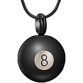 mingkejw Billiard Black 8 Ball Urn Necklace for Ashes Sport Cremation Jewelry for Women Men Stainless Steel Memorial Necklaces Ash Holder for Human Pets Keepsake Jewelry for Loved Ones with Fill Tool