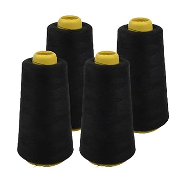 4 PACK of 6000 Yard Spools Black Sewing Thread All Purpose