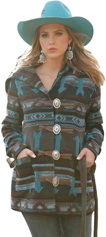 cruel denim tweed coat with hood