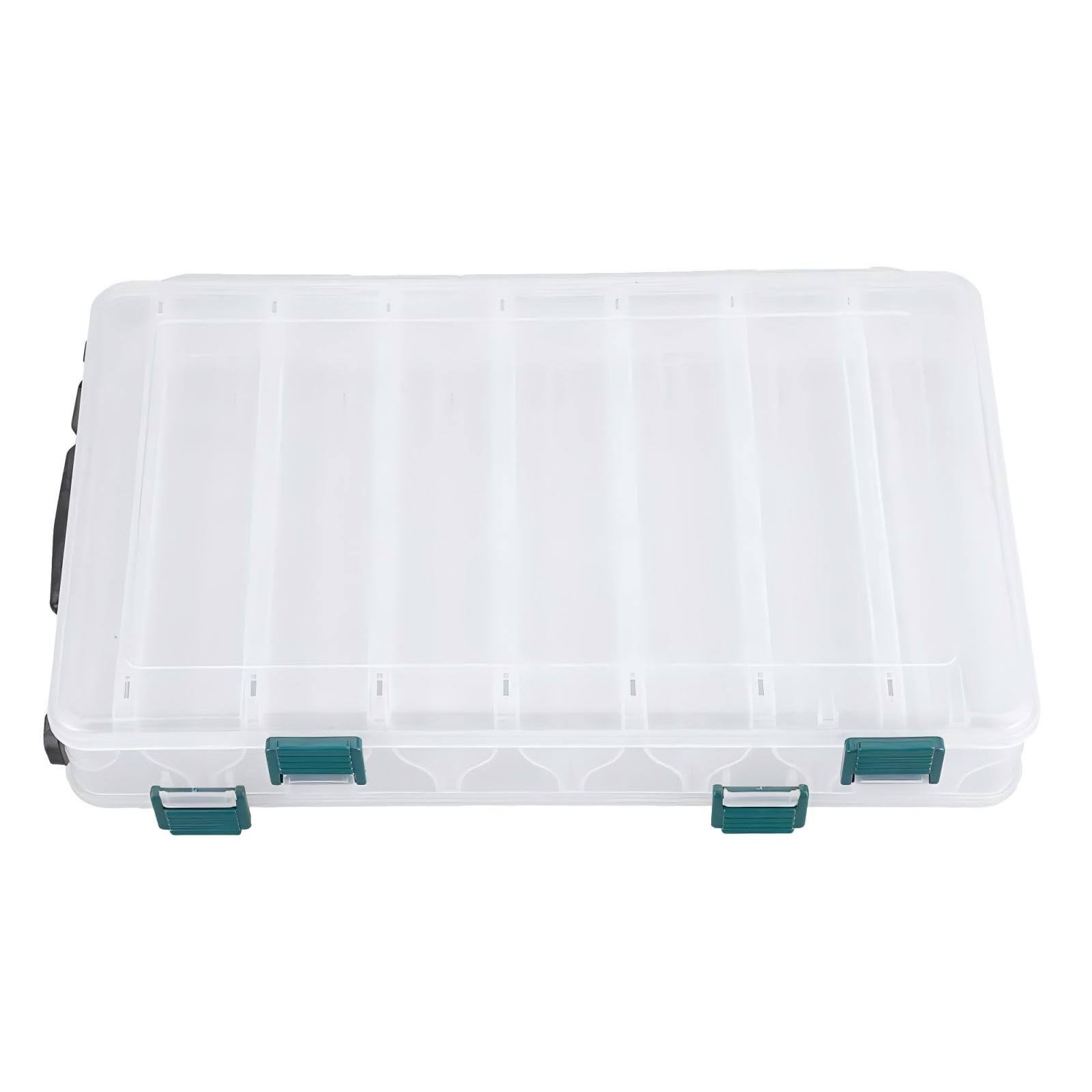 VIFER Double Sided Plastic Fishing Lure Storage Box Transparent Fishing Lure Box Organizer Fishing Accessories (14 Slots)