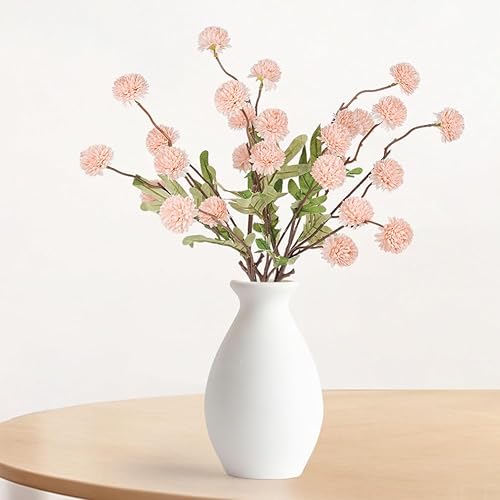 HOTUT 5 Pcs Artificial Hydrangea Flowers, Silk Fake Chrysanthemum Bouquets, Decorative Faux Ball Flowers for Outdoor Indoor Home Garden Party Decoration