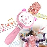CHOYUE Wireless Bluetooth Karaoke Microphone for Kids| Best Toy Gift for 3-12 Year Old Girls Boys | Birthday Party Gifts (Pink)