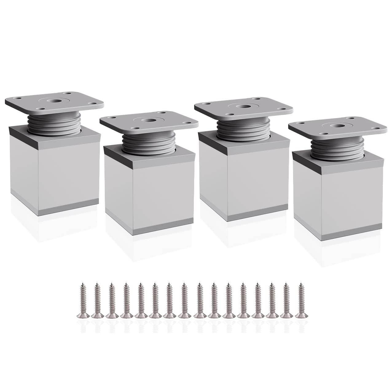 Rusoz Adjustable Furniture Legs, 4 Pcs Cabinet Legs 50mm Adjustable Height 0-20mm Aluminum Alloy Table Legs for Desk,Sofa and DIY Furniture