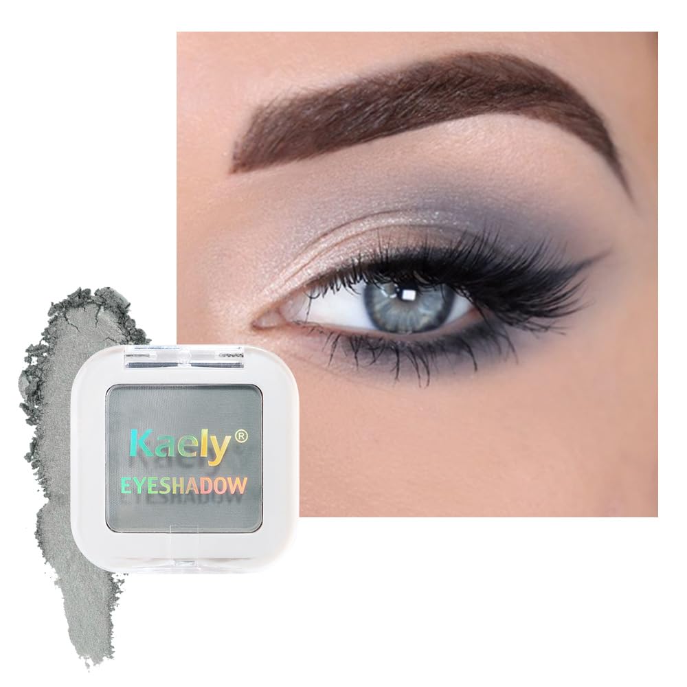 Photo 1 of Kaely Pressed Single Eyeshadow Makeup, Smoky Gray Matte Highly Pigmented Monochrome Eye Shadow Palette, Waterproof Neutral Powder Mini Eyeshadow, sombras para ojos, Lightweight Blendable, 10