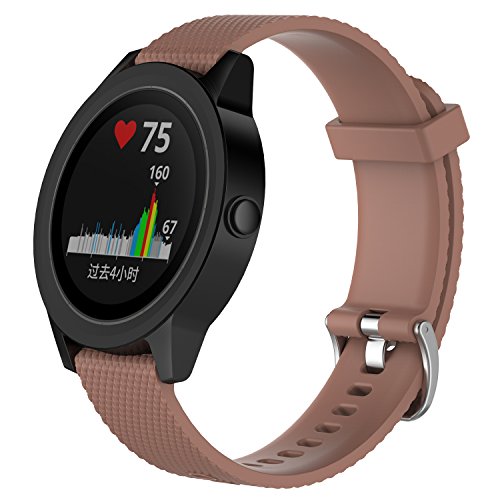 MoreToys Silicone Watch Band Replacement Wristband Strap for Garmin Vivoactive3/Vivomove HR/Vivomove, Smasung Gear Sport/S2 Classic, Moto 360 2nd Gen 42mm, Tiwatch e/tiwatch 2 (Small, Brown) - Thumbnail 3