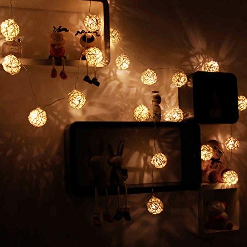 Goodia Globe String Lights, 20ft 30 LEDs Rattan Ball Lights Solar Powered Starry Fairy Lights Warm White, Event Decorative Lighting for Home, Garden, Party, Wedding, Christmas