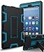 All-New Amazon Kindle Fire HD 8 (2017 7th Generation) Case,XIQI Three Layer Hybrid Rugged Heavy duty Shockproof Anti-Slip Case Cover for Fire HD 8 Tablet(2017),Black/Blue