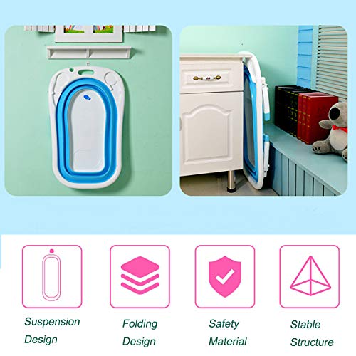 Baby Portable Collapsible Bathing Tub, SKYROKU Baby Bath tub for Newborn Infant Child with Foldable Safe and Sturdy Non Slip for Easy Bathing (Blue)