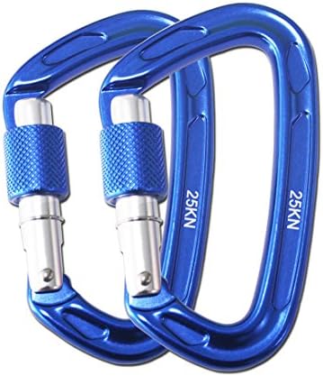 JZHY 25KN Ultra-Light Locking Climbing Carabiner,7075 Aircraft-Grade Aluminum Rated up to 5600 lbs - Professional Fall Protection Accessory for Climbing, Search & Rescue, Hiking and Hammock Suspension
