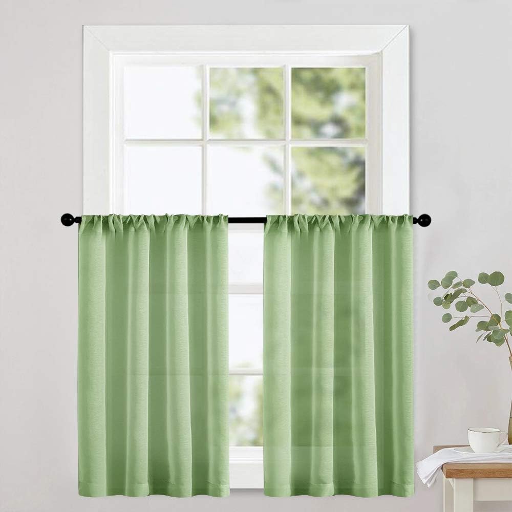 Amazon Com Mrtrees Sheer Tier Curtains 36 Inch Length Kitchen