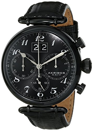 Akribos XXIV Men's AK628BLK Chronograph Quartz Movement Watch with Black Dial and Black Stainless Steel Strap
