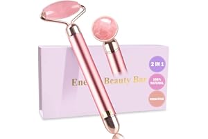 ZS ZESHIN Upgrade 2 in 1 Vibrating Jade Facial Massager Roller, Electric Rose Quartz Eye Face Roller to Press Skin Cream Oil for Anti-Aging Reducing Wrinkles and Glowing Youthful Skin Tone