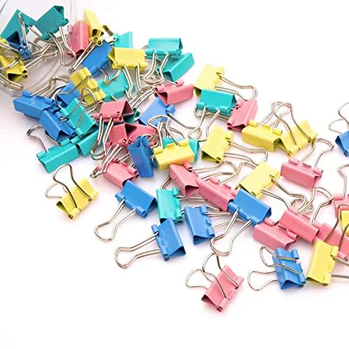 Colour Foldback Clips, 80Pcs 19mm Binder Clips, Small Foldback Clips, Metal Foldback Binder Clips for Office School and HomeSupplies(Multicolour)