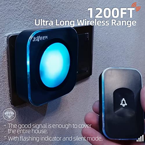 Wireless Doorbell Waterproof 1200ft Door bell Chime 2 Buttons with
