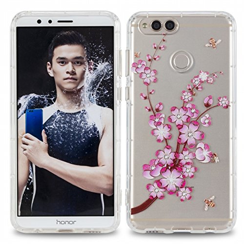 HUAWEI Mate SE Case DWaybox Clear Floral Designs Soft TPU Gel Air Cushions Drop Protective Phone Back Case Cover for HUAWEI Mate SE/Honor 7X 5.93 Inch (Plum Blossom)