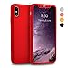 iPhone X Case, iPhone 10 Case, VANSIN 360 Full Body Protection Hard Slim Case Coated Non Slip Matte Surface with Tempered Glass Screen Protector for Apple iPhone X (2017) - Red