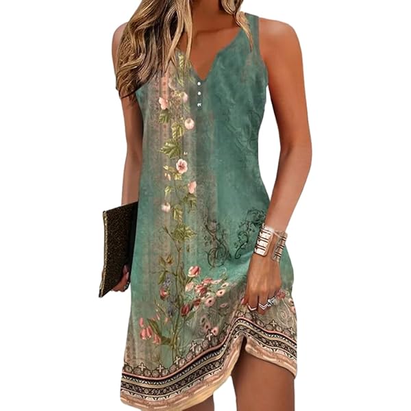 SAUKOLE Vestidos De Verano Para Mujer, Casual, Holgado, Sin Mangas