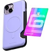 GOOSPERY Mag Bumper Compatible with iPhone 14 Case, Compatible with Magsafe, Card Holder Wallet Protective Dual Layer Sturdy Phone Back Cover - Purple