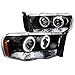 Spec-D Tuning 2LHP-RAM02JM-TM Dodge Ram Black Led Halo Projector Head Lights