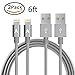 Lightning Cable,JJcall 2-Pack 6 Feet Nylon Braided Lightning to USB Sync and Charging Cable for iPhone 7s/7/7plus, iPhone 6s/6/6plus,iPhone SE/5s/5c/5/iPad mini/Air/Pro and More (Gray)