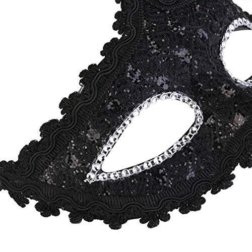 VORCOOL-1Pc-Cristallo-Diamante-Pizzo-Maschera-Maschera-Mascherata-Maschera-Stile-Veneziano-per-Festa-in-Maschera-di-Halloween-Nero