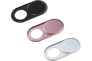 HKDGYHON Webcam Cover Slide, 0.027-Inch Ultra-Thin Metal Camera Cover for MacBook Pro, iMac, Laptop, PC, iPad, iPhone, Smartphone, Macbook Accessories Protect Your Visual Privacy (Black/Pink/Silver-3 Pack)