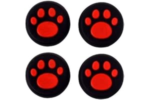 MELODY SOPHIA Silicone Thumb Stick Grip Cap Joystick Thumbsticks Caps Cover for PS4 PS3 Xbox One PS2 Xbox 360 Game Controllers (Red Cat Dog Paw 4PCS)