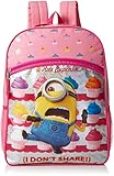 Despicable Me Girls' Universal Cupcake Front Zipper Pocket 16 inch Backpack, Pink