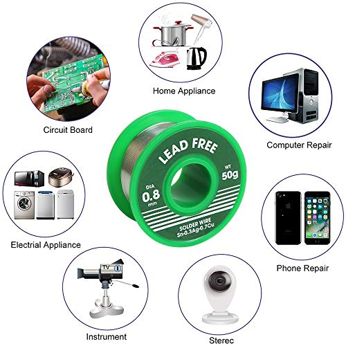 MEYUEWAL Bleifreie Lötdraht Lötzinn, Lötmaterial mit Kolophoniumkern, Weichlot, Lötflussmittel,Lötzinn 50 g Durchmesser 0.8 mm