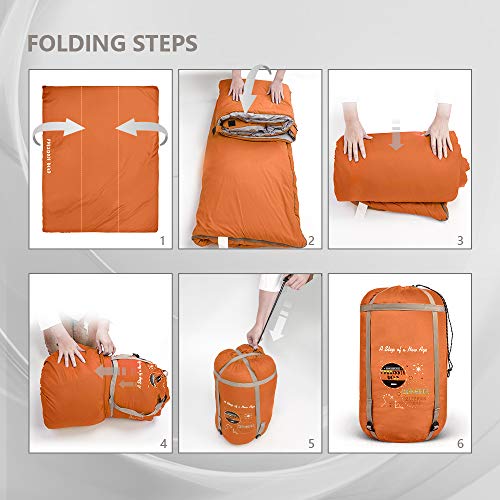 Forbidden Road Double Sleeping Bag Winter -5 ℃/ 23 ℉ 2 Person Waterproof Lightweight Envelope Sleeping Bags 380T Nylon with Free Carrying Bag Perfect - Thumbnail 7