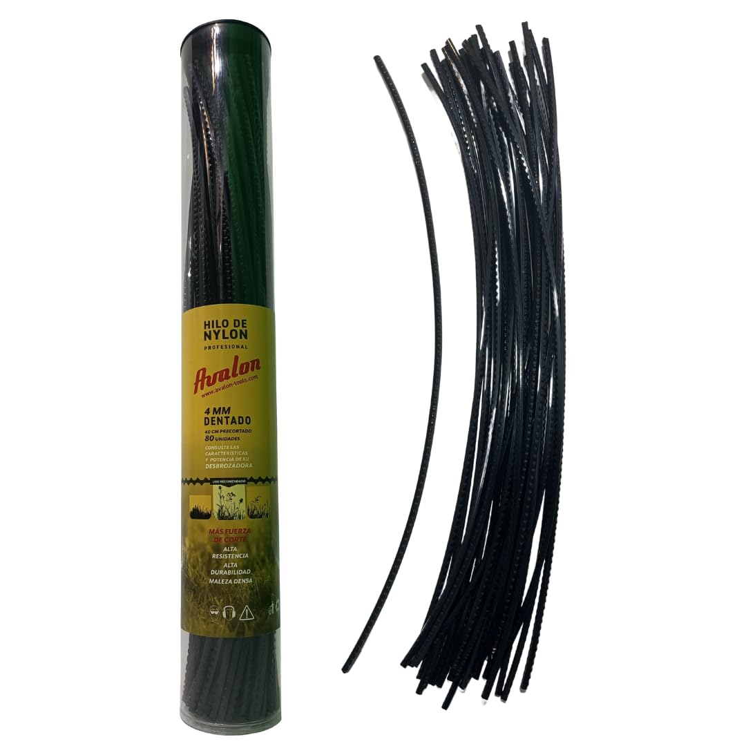 Avalon - Pre-cut Nylon Toothed Line Strips for Brushcutter and Lawn Mower (4 mm - 80 Pieces)
