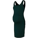 Smallshow Women's Maternity Dress Summer Ruched Pregnancy Tank Dress Clothes