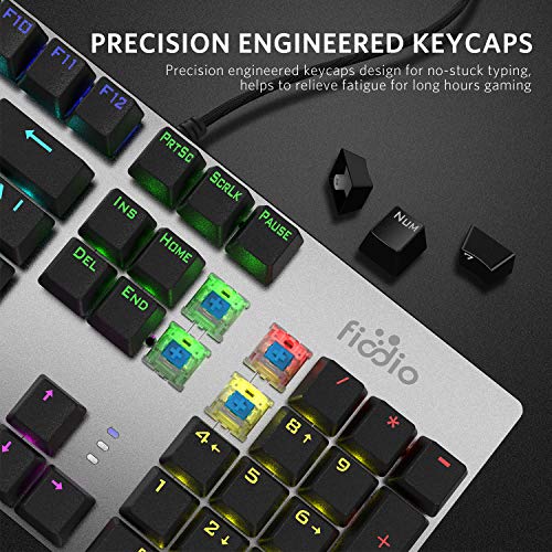 Fiodio Mechanical Gaming Keyboard, Fantastic LED Rainbow Backlit Wired