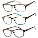 Success Eyewear Reading Glasses 3 Pair Great Value Stylish Readers for Men and Women - Havana Clear, Red, Blue 1.5