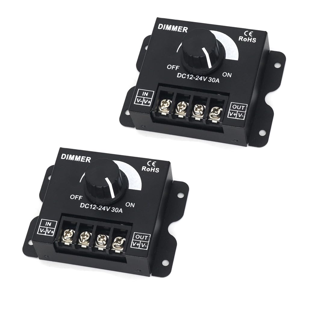 Photo 1 of HiLetgo 2-in-1 LED Dimmer Switch 12V-24V 30A 360W Adjustable Voltage Regulator Brightness Controller for 5050 LED Strip Light