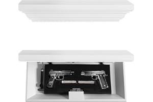 JOLLYMER Concealment Gun Shelf with Hidden Trap Door with RFID Lock, White Floating Shelf for Living Room