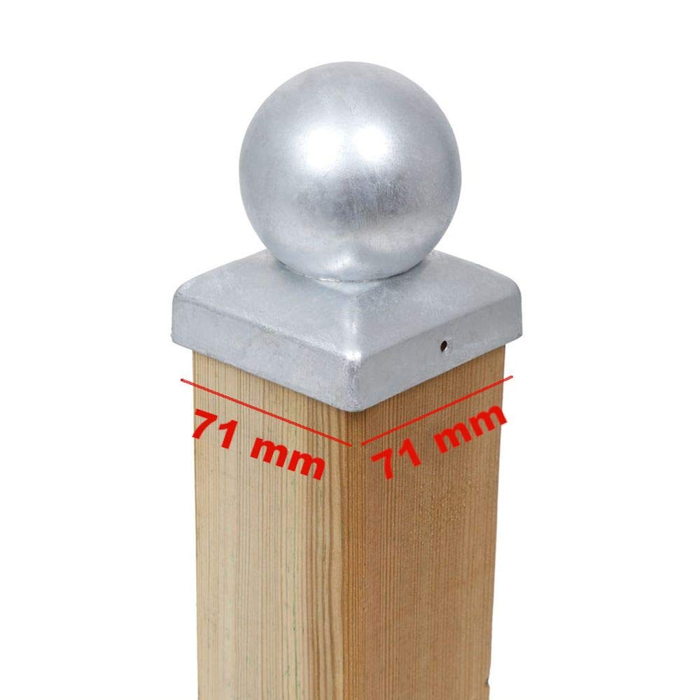 5 x Post Caps, Spherical Steel, Fire Galvanised 71 x 71 mm