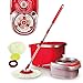Woodsam Magic Spin Mop - 2017 UPGRADED VERSION - Design for Housewife&Senior - Easy Press Mop Bucket Set - Stainless Steel Wringer and Cushion Handle - 360° Rotation - Liquid Drain Plug