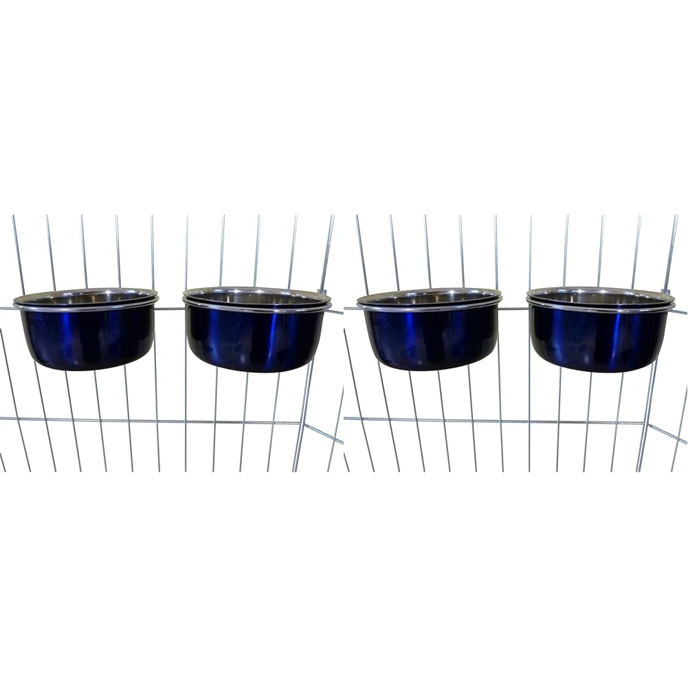 Ellie-Bo Pair of Dog Bowls For Crates, Cages or Pens and 3 Sizes (0.6Ltr Small, Blue) (Pack of 2)
